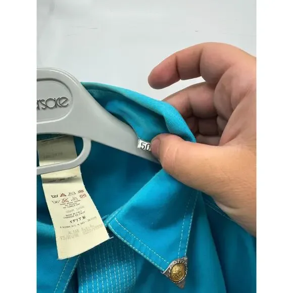 Gianni Versace Vintage Turquoise Cotton Western Shirt Size 50